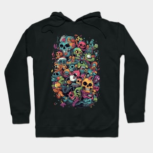 Colorful Cartoonish Skulls & Monsters Hoodie